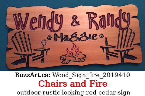 outdoor rustic looking red cedar sign